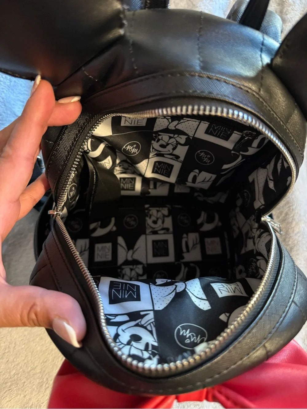 Loungefly Disney Mini Backpack with Red Bow and Ears